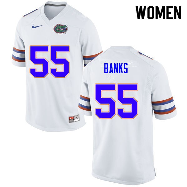 Women #55 Noah Banks Florida Gators College Football Jersey White